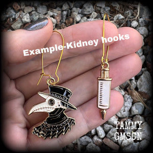 Plague Doctor and syringe earrings-Plague mask earrings