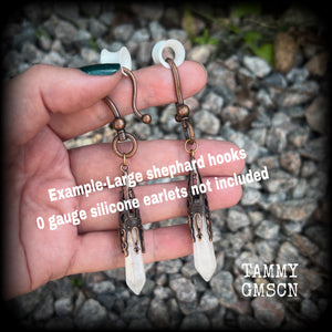 Clear quartz earrings-Gemstone ear hangers