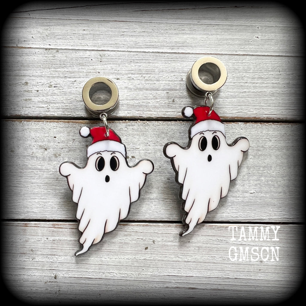 Christmas ghost tunnel earrings-Christmas earrings