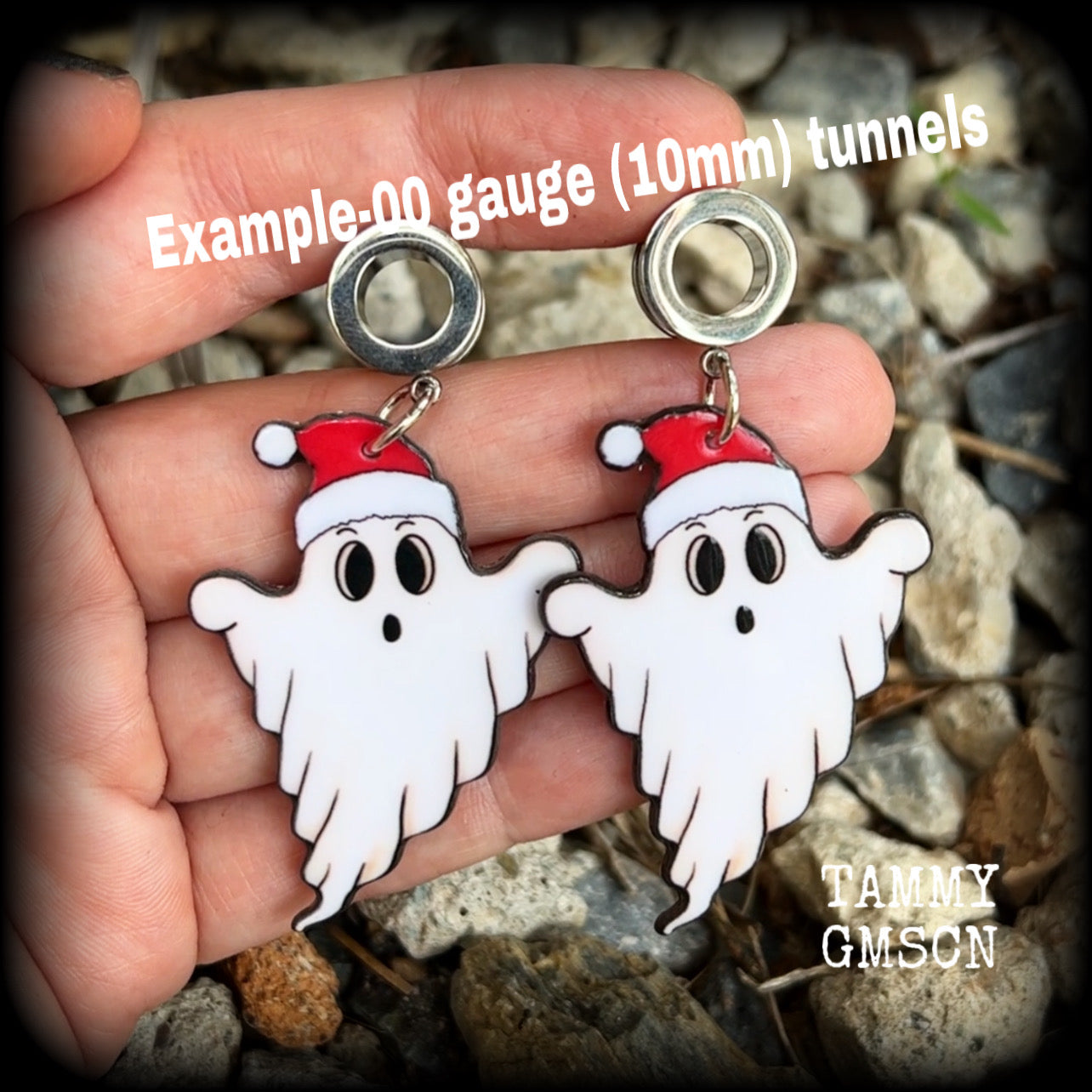 Christmas ghost tunnel earrings-Christmas earrings