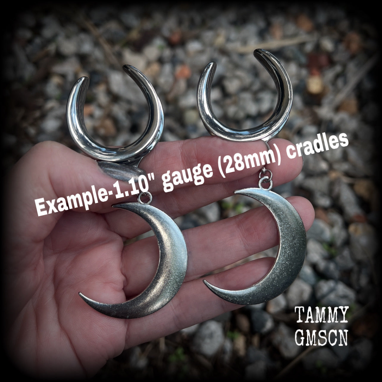 Crescent moon ear gauges- Gauged earrings