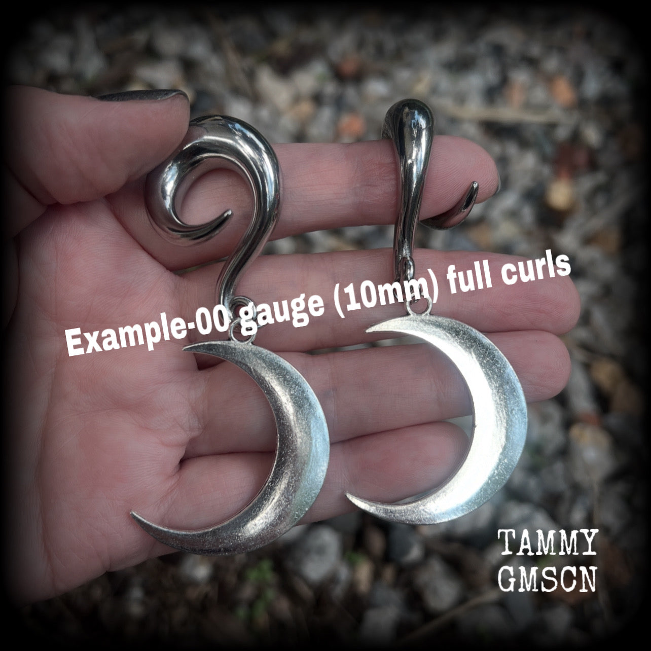 Crescent moon ear gauges- Gauged earrings
