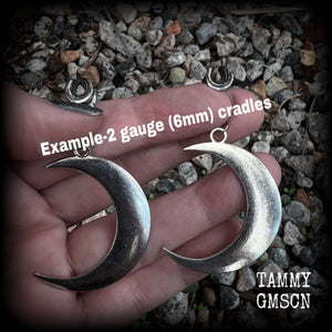 Crescent moon ear gauges- Gauged earrings