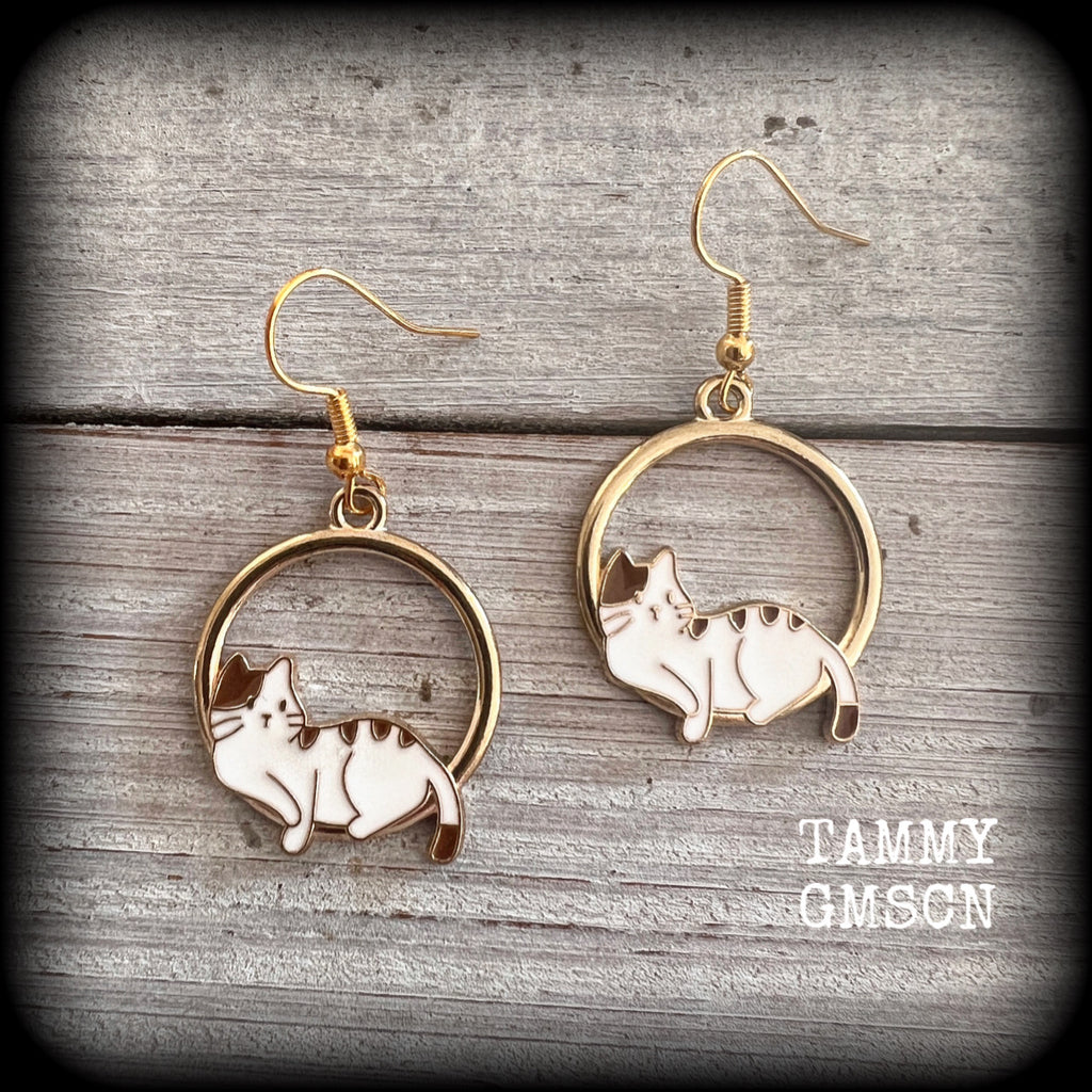 White cat earrings-Crazy cat lady earrings