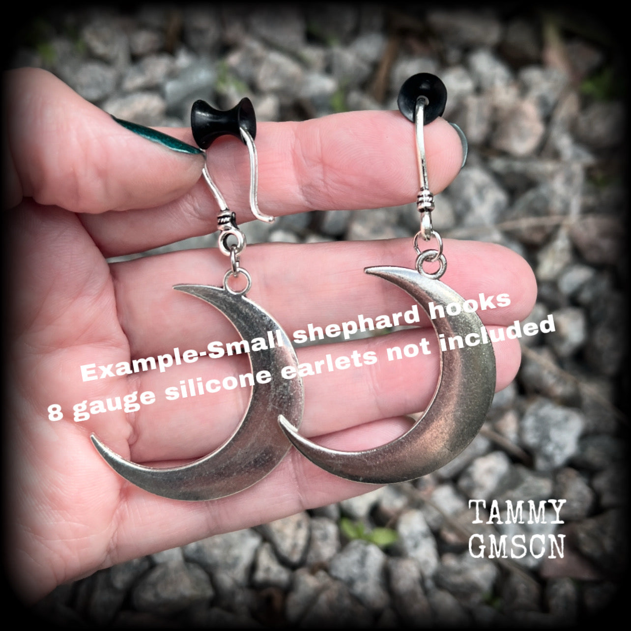 Antique silver crescent moon earrings