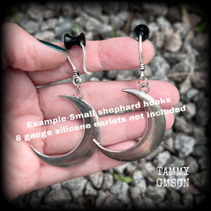 Antique silver crescent moon earrings
