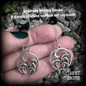 Mushroom and crescent moon earrings-Fairycore earrings