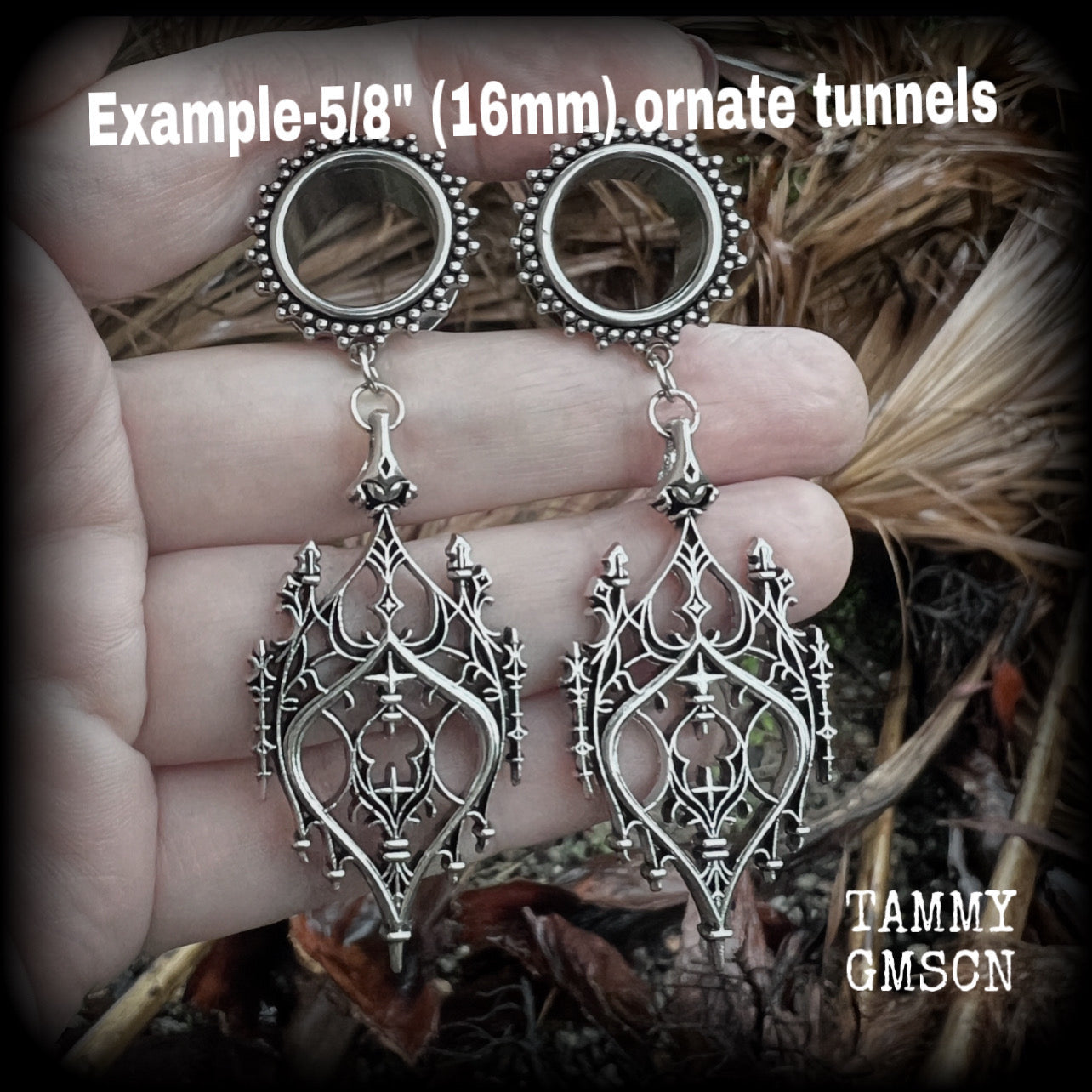 Gothic arch tunnel earrings-Gothic cathedral stretched ear gauges