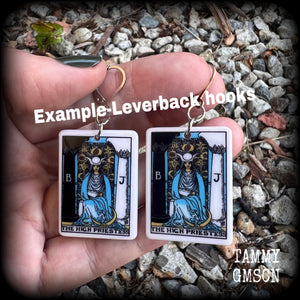 The High Priestess tarot card earrings-Occult jewelry