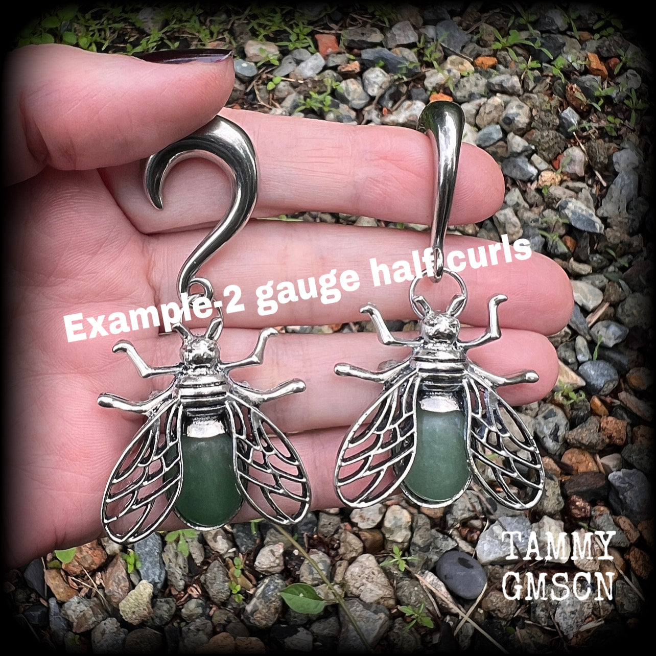 Aventurine insect earrings-Gemstone bugs earrings