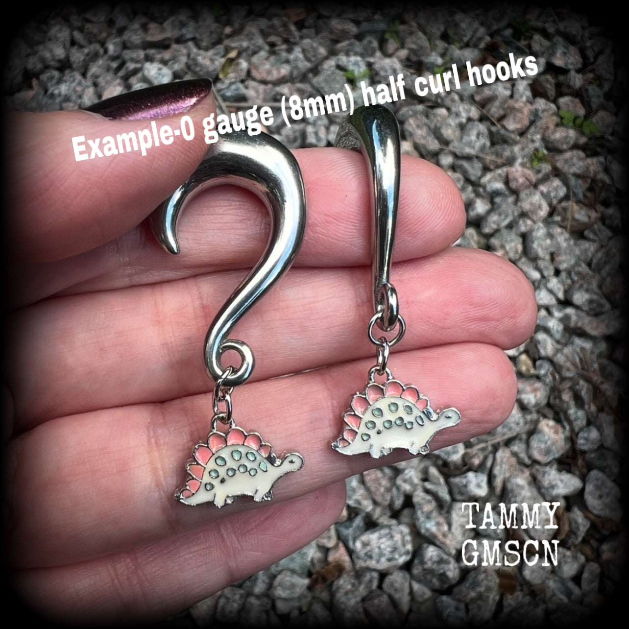 Enamel stegosaurus earrings-Dinosaur gauged earrings