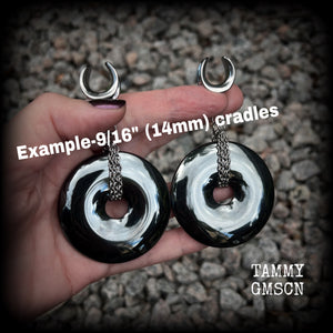 Hematite gauged earrings-Gemstone ear weights