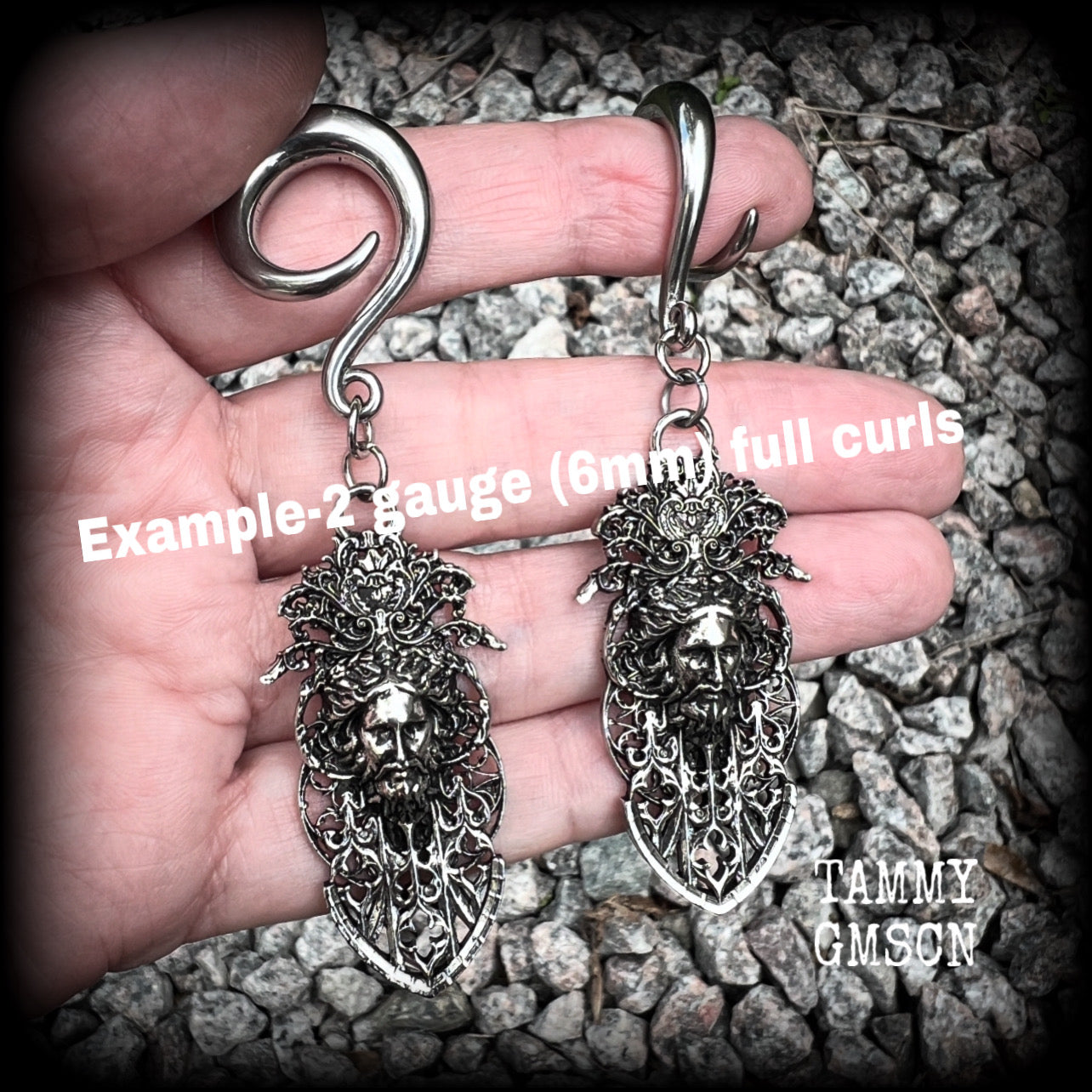 Greek god Zeus gauged earrings-Gothic cathedral ear hangers