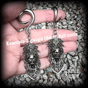 Greek god Zeus gauged earrings-Gothic cathedral ear hangers