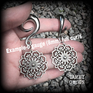 Mandala gauged earrings-Mandala ear weights