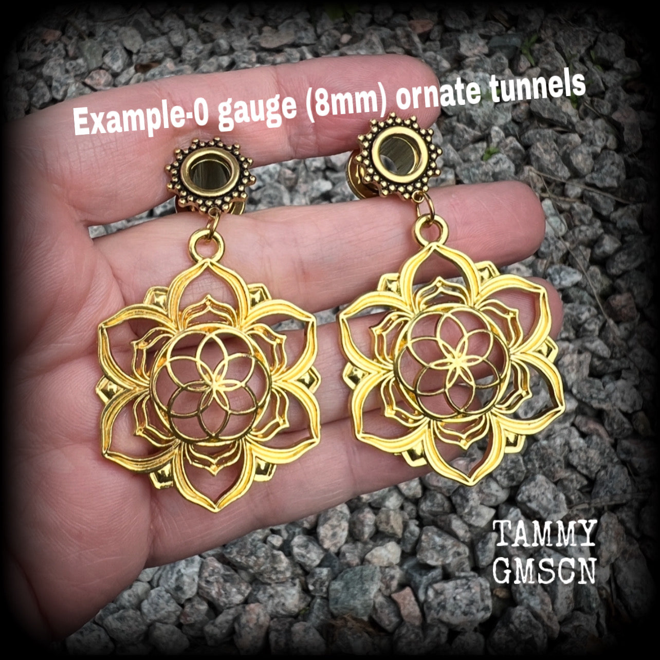 Boho flower of life tunnels-Geometric tunnel dangles