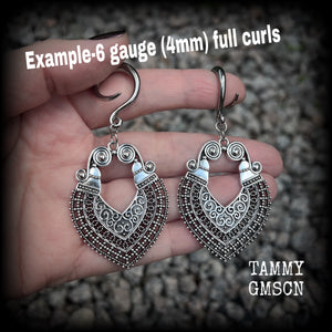 Boho gypsy ear hangers-Aphrodite gauged earrings
