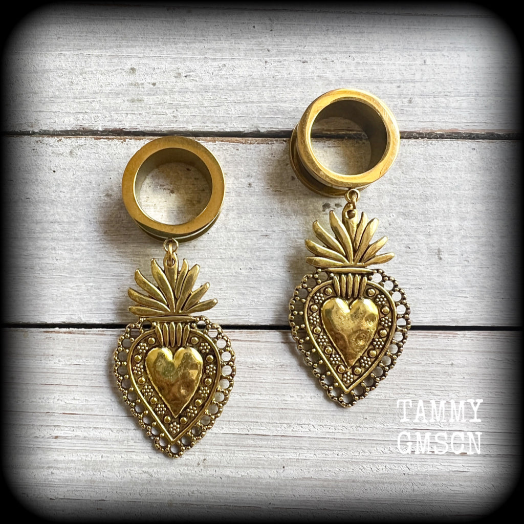 Sacred heart tunnel earrings-Gauges