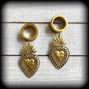 Sacred heart tunnel earrings-Gauges