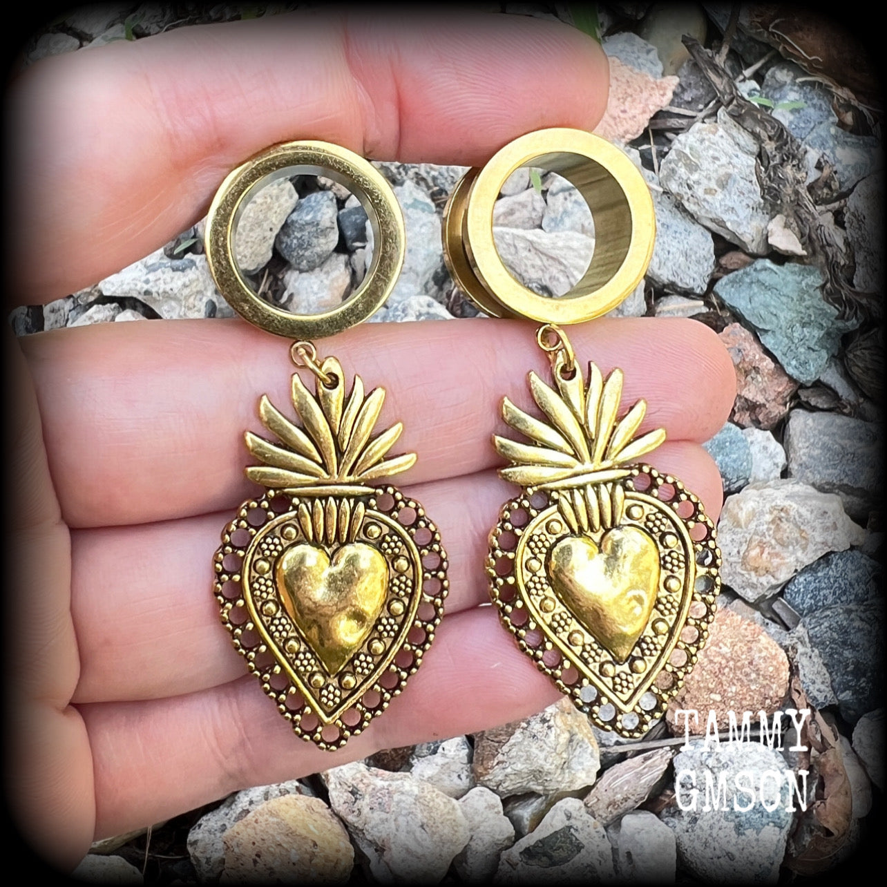 Sacred heart tunnel earrings-Gauges