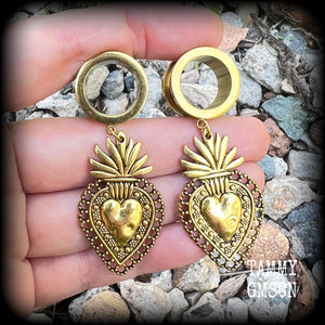 Sacred heart tunnel earrings-Gauges