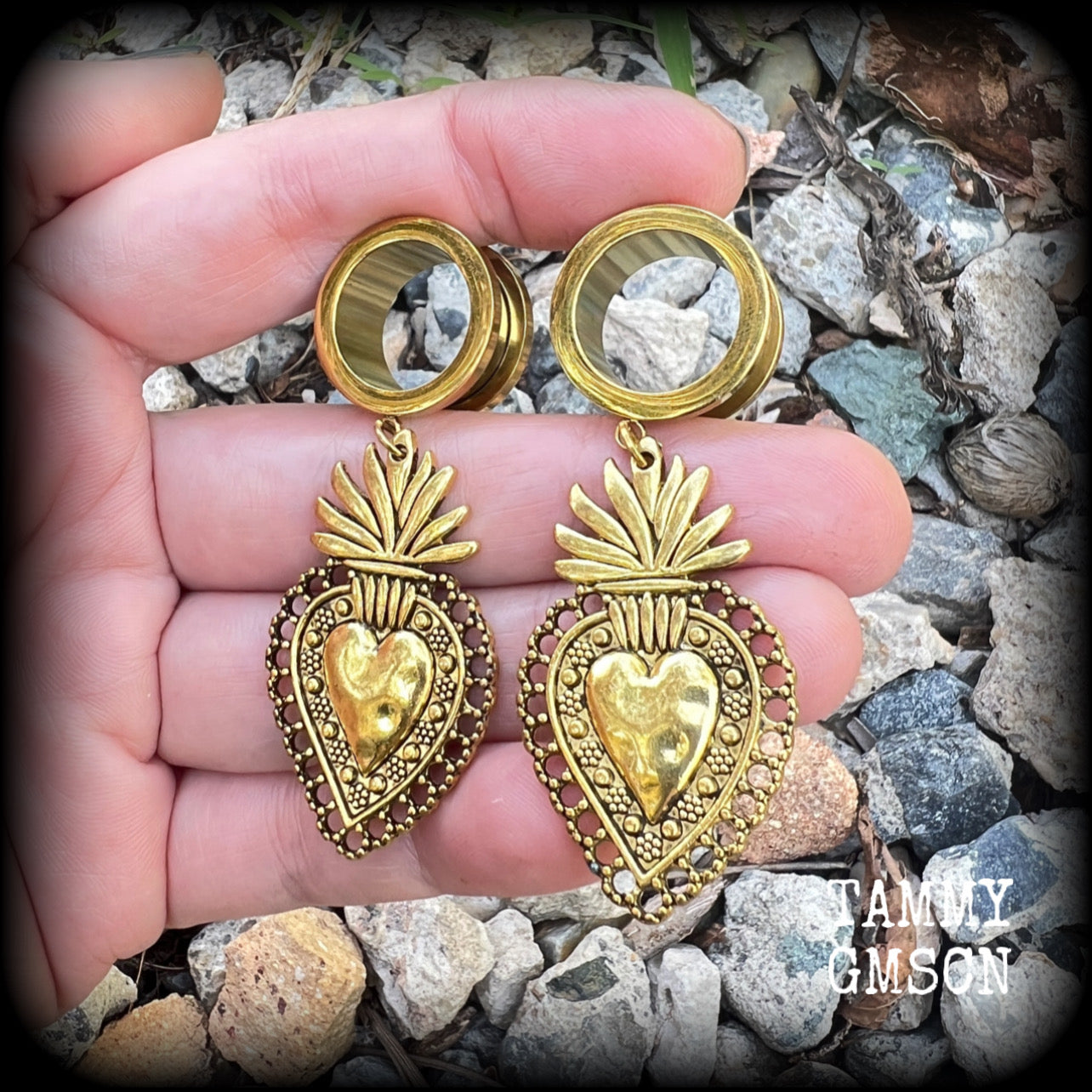 Sacred heart tunnel earrings-Gauges