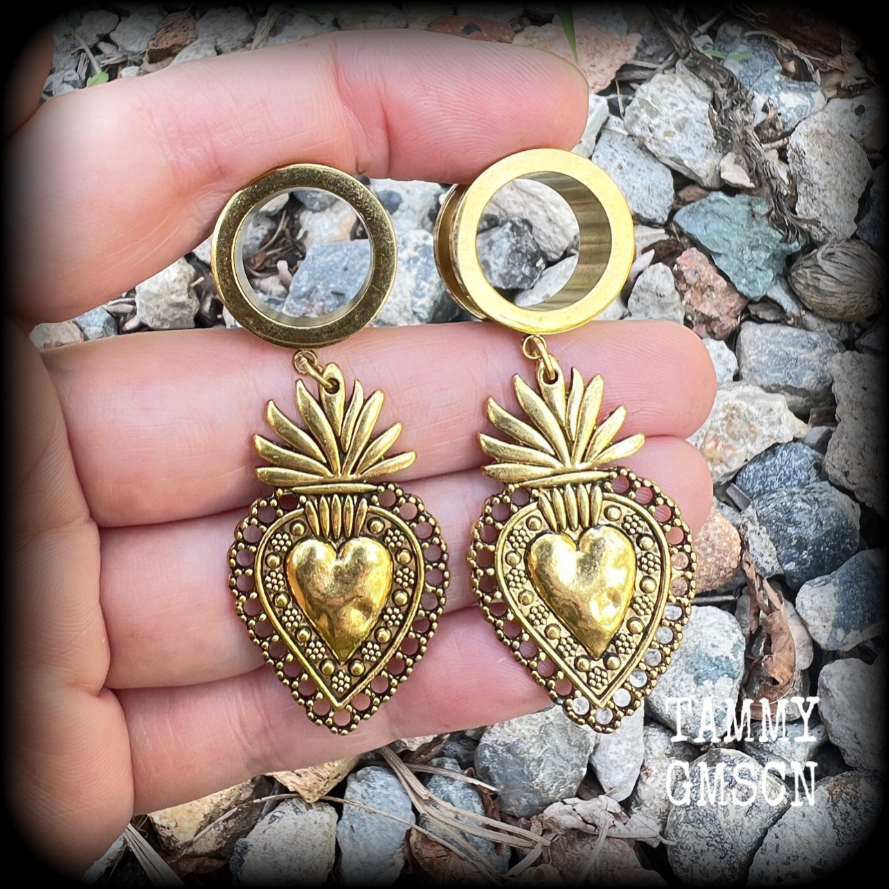 Sacred heart tunnel earrings-Gauges