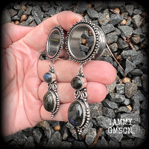 Labradorite ear weights Gemstone gauged earrings 25mm ear weights Body jewelry Gemstone tunnels 6g 2g 0g 00g 1/2 9/16 5/8 3/4 7/8 1 1.10 1.18 Whimsygoth Gothic Ear hangers Tunnel dangles 4mm 6mm 8mm 10mm 12mm 14mm 16mm 19mm 22mm 25mm 28mm 30mm