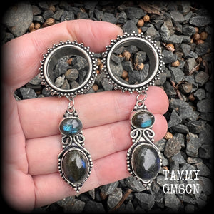 Labradorite ear weights Gemstone gauged earrings 25mm ear weights Body jewelry Gemstone tunnels 6g 2g 0g 00g 1/2 9/16 5/8 3/4 7/8 1 1.10 1.18 Whimsygoth Gothic Ear hangers Tunnel dangles 4mm 6mm 8mm 10mm 12mm 14mm 16mm 19mm 22mm 25mm 28mm 30mm