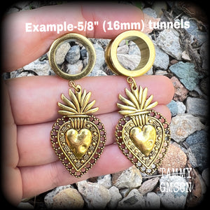 Sacred heart tunnel earrings-Gauges