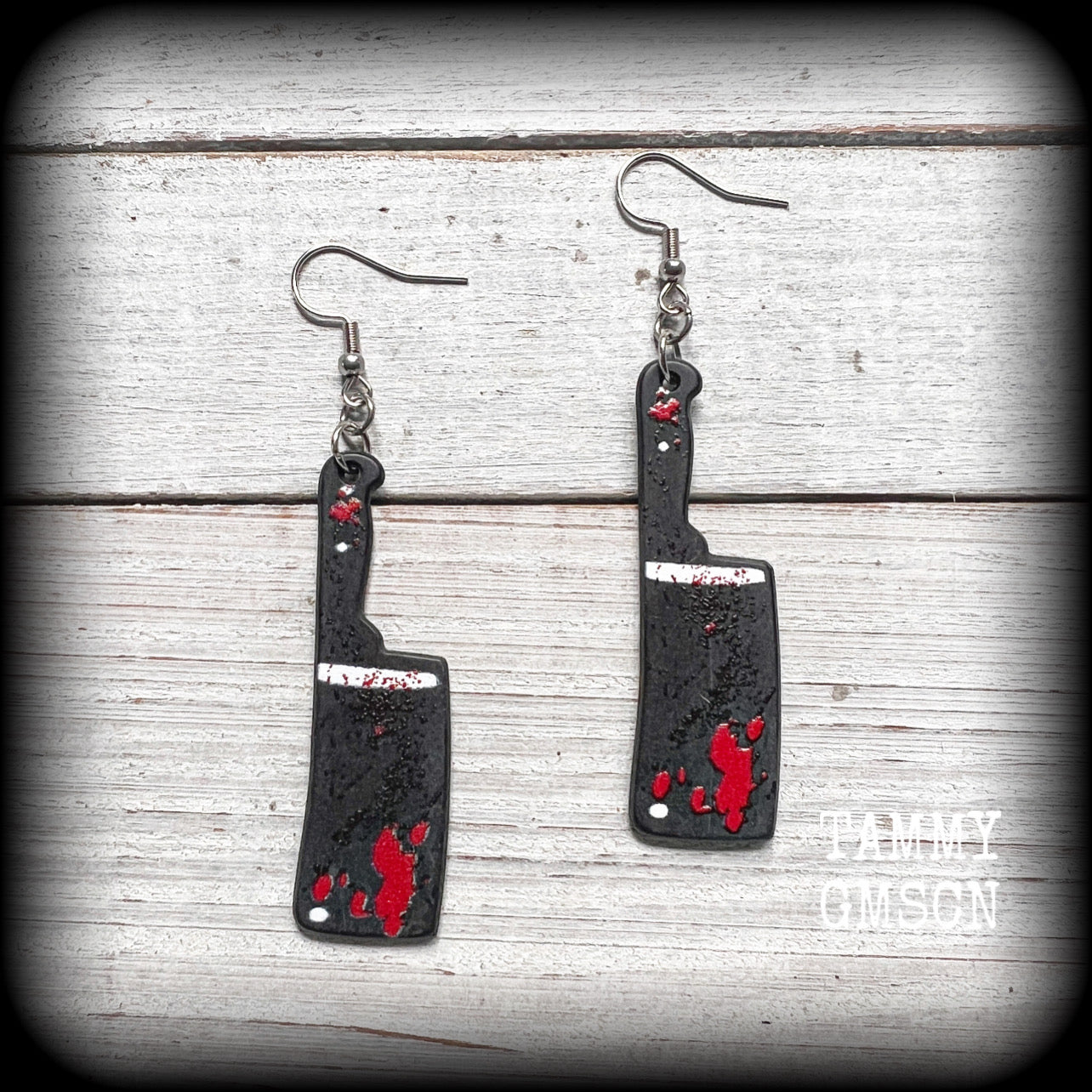 Horror punk earrings Kitchen utenisils earrings Halloween earrings Butcher earrings Chef jewellery Pierced ears Ear gauges Horror punk jewelry Wednesday Fright night Horror movie Slasher movies Halloween jewelry Real life crime Murder mystery Decomp