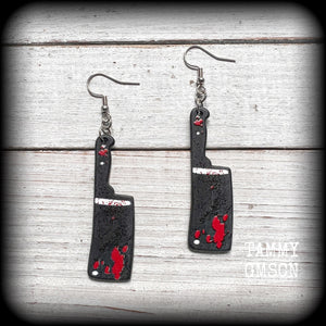 Horror punk earrings Kitchen utenisils earrings Halloween earrings Butcher earrings Chef jewellery Pierced ears Ear gauges Horror punk jewelry Wednesday Fright night Horror movie Slasher movies Halloween jewelry Real life crime Murder mystery Decomp