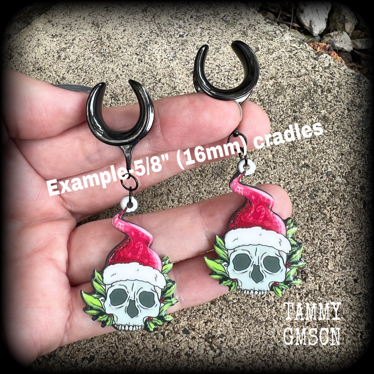 Santa claus skull earrings-Christmas earrings