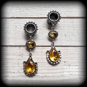 Citrine ear weights 12mm tunnel earrings Body jewelry Gemstone ear gauges 6g 2g 0g 00g 1/2 9/16 5/8 3/4 7/8 1 1.10 1.18 Whimsygoth Ear hangers Stretched ears Stretched lobes Gauged ears hangers 4mm 6mm 8mm 10mm 12mm 14mm 16mm 19mm 22mm 25mm 28mm 30mm