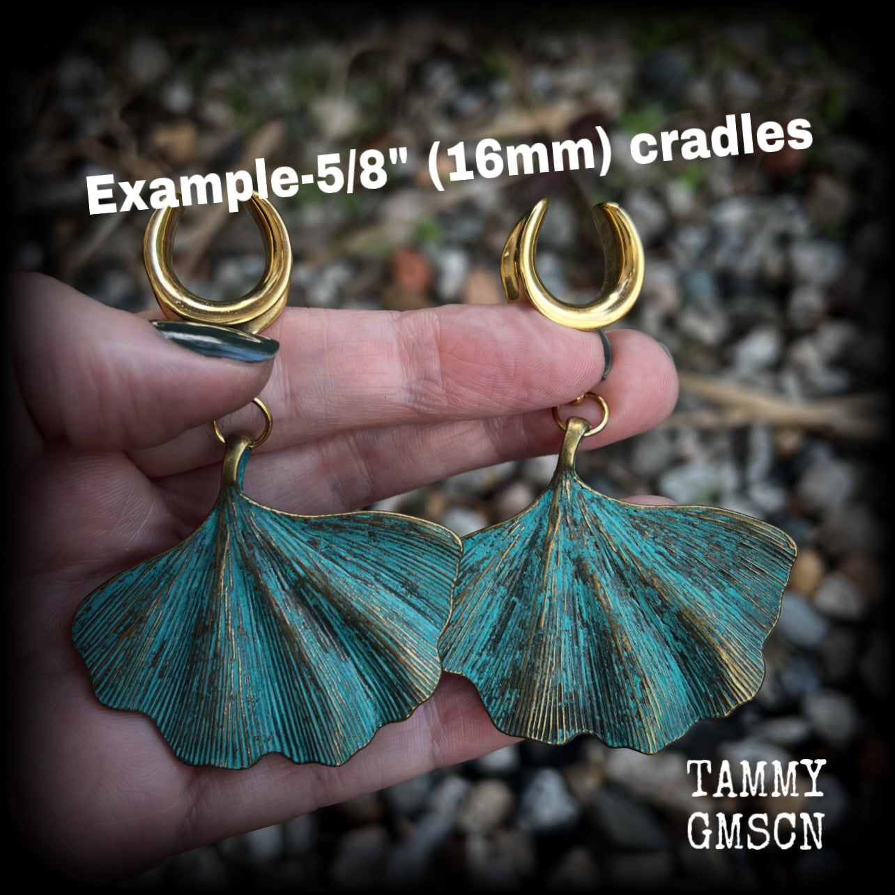 Ginkgo leaf gauged earrings-Lotus leaf ear hangers