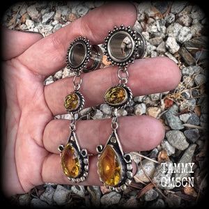 Citrine ear weights 12mm tunnel earrings Body jewelry Gemstone ear gauges 6g 2g 0g 00g 1/2 9/16 5/8 3/4 7/8 1 1.10 1.18 Whimsygoth Ear hangers Stretched ears Stretched lobes Gauged ears hangers 4mm 6mm 8mm 10mm 12mm 14mm 16mm 19mm 22mm 25mm 28mm 30mm