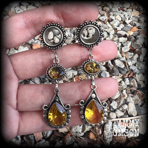 Citrine ear weights 12mm tunnel earrings Body jewelry Gemstone ear gauges 6g 2g 0g 00g 1/2 9/16 5/8 3/4 7/8 1 1.10 1.18 Whimsygoth Ear hangers Stretched ears Stretched lobes Gauged ears hangers 4mm 6mm 8mm 10mm 12mm 14mm 16mm 19mm 22mm 25mm 28mm 30mm