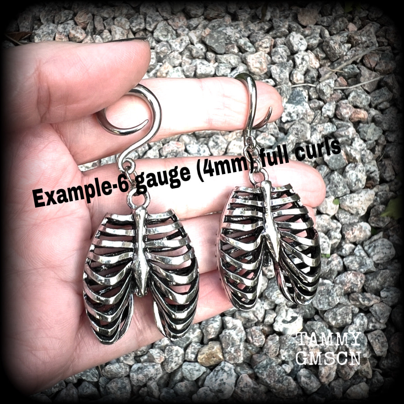 Ribcage ear weights-Bones-Bone gauged earrings