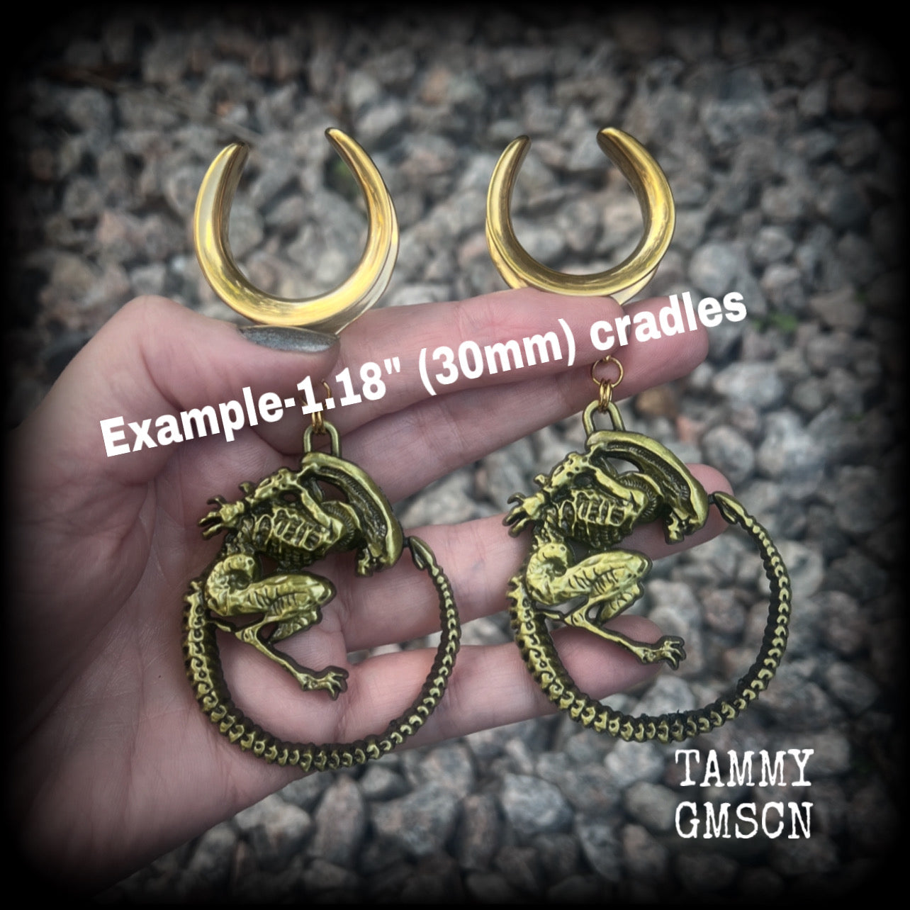 Bronze Xenomorph ear weights-Sci fi alien earrings