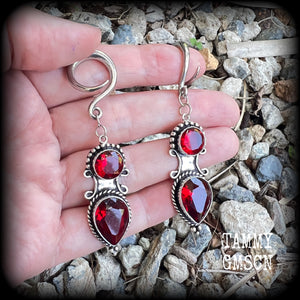 Garnet ear weights-Gauged earrings