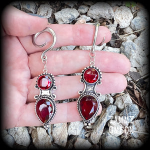 Garnet ear weights-Gauged earrings