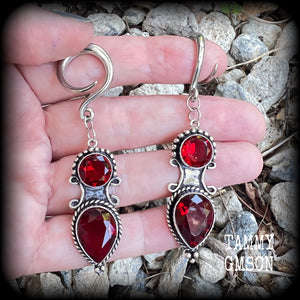 Garnet ear weights-Gauged earrings