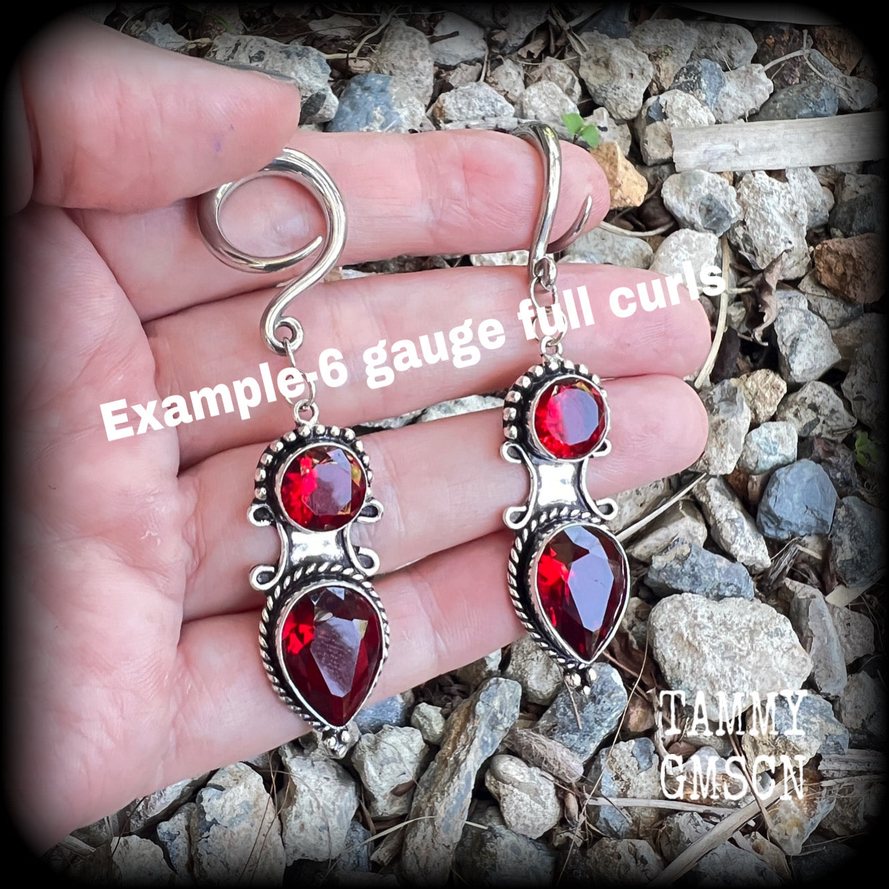 Garnet ear weights-Gauged earrings