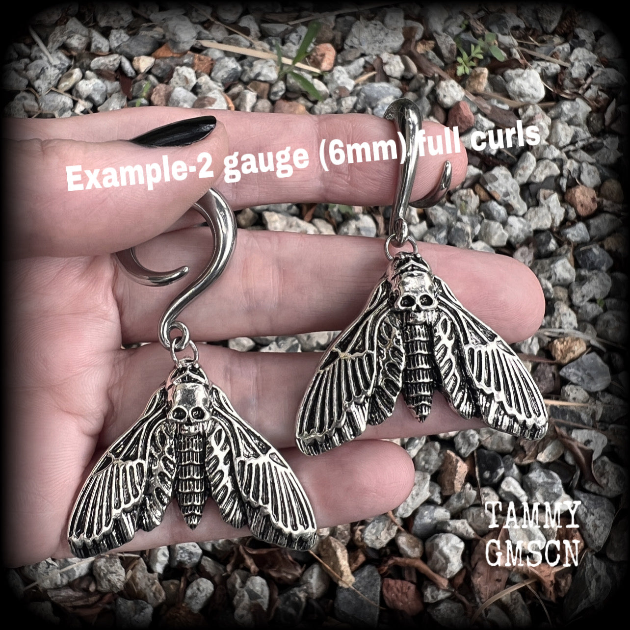 Deathshead moth gauged earrings-Insect ear weights