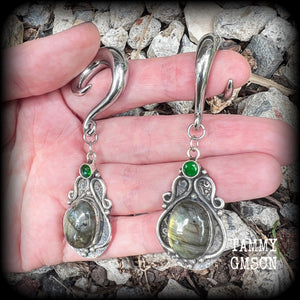 Labradorite gemstone ear weights-Gauged earrings