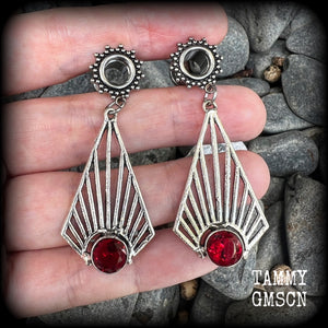 Ornate Garnet gemstone tunnel dangles