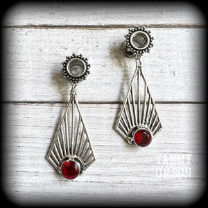 Ornate Garnet gemstone tunnel dangles