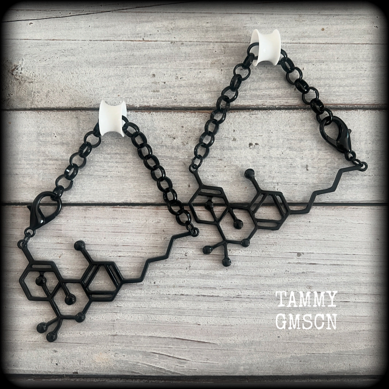 THC molecule ear hangers-SILICONE EARLETS INCLUDED