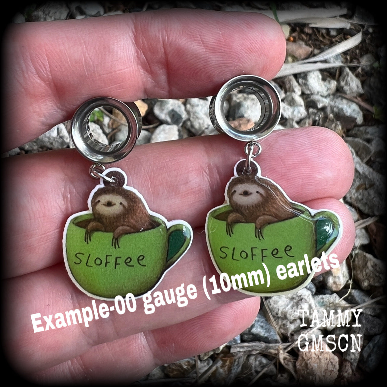 Sloth tunnel earrings-Tunnel dangles