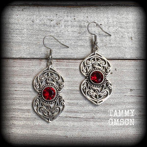 Garnet gemstone earrings-Boho earrings